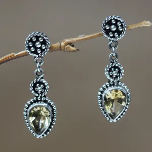 Balinese Jackfruit Citrine Sterling Silver Earrings