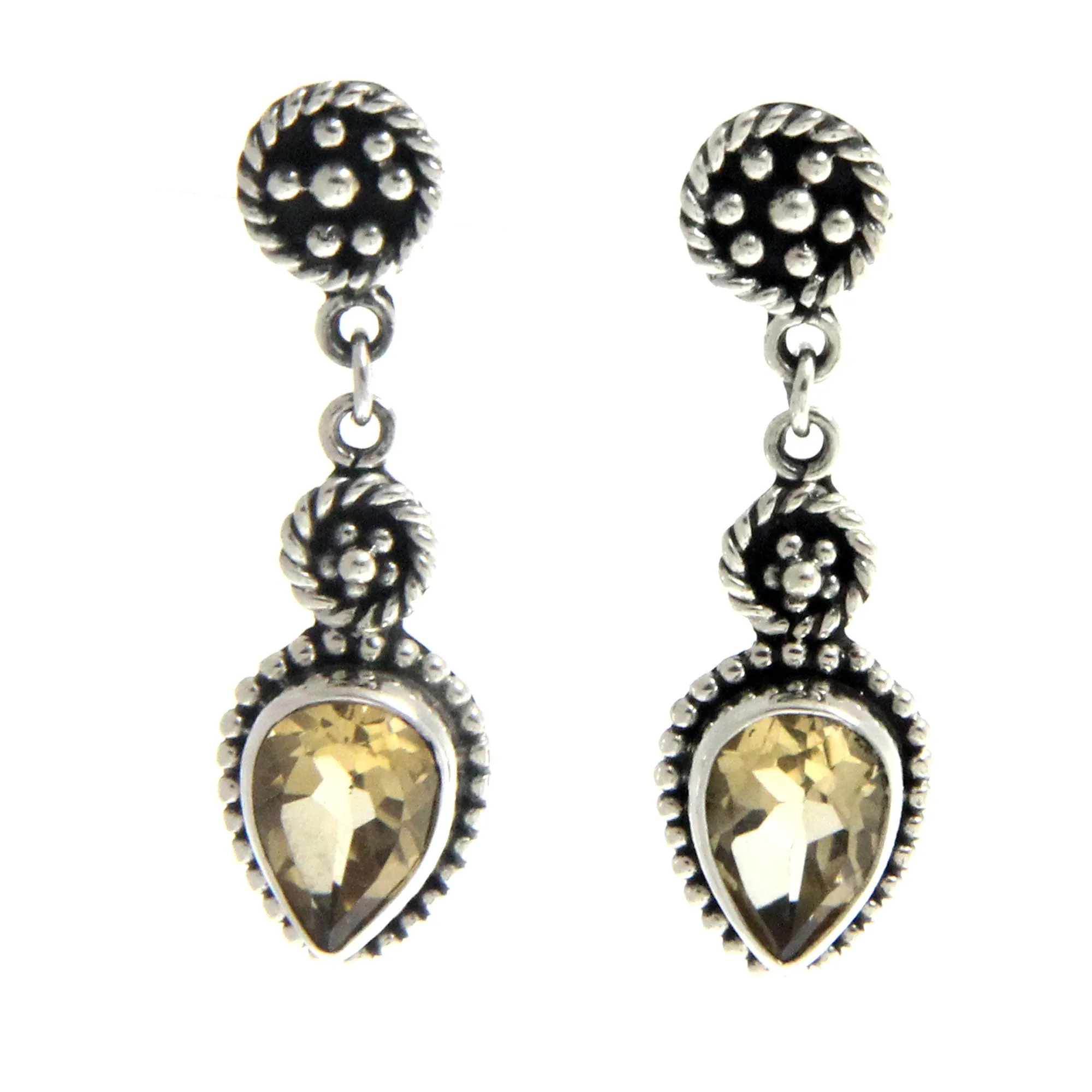 Balinese Jackfruit Citrine Sterling Silver Earrings