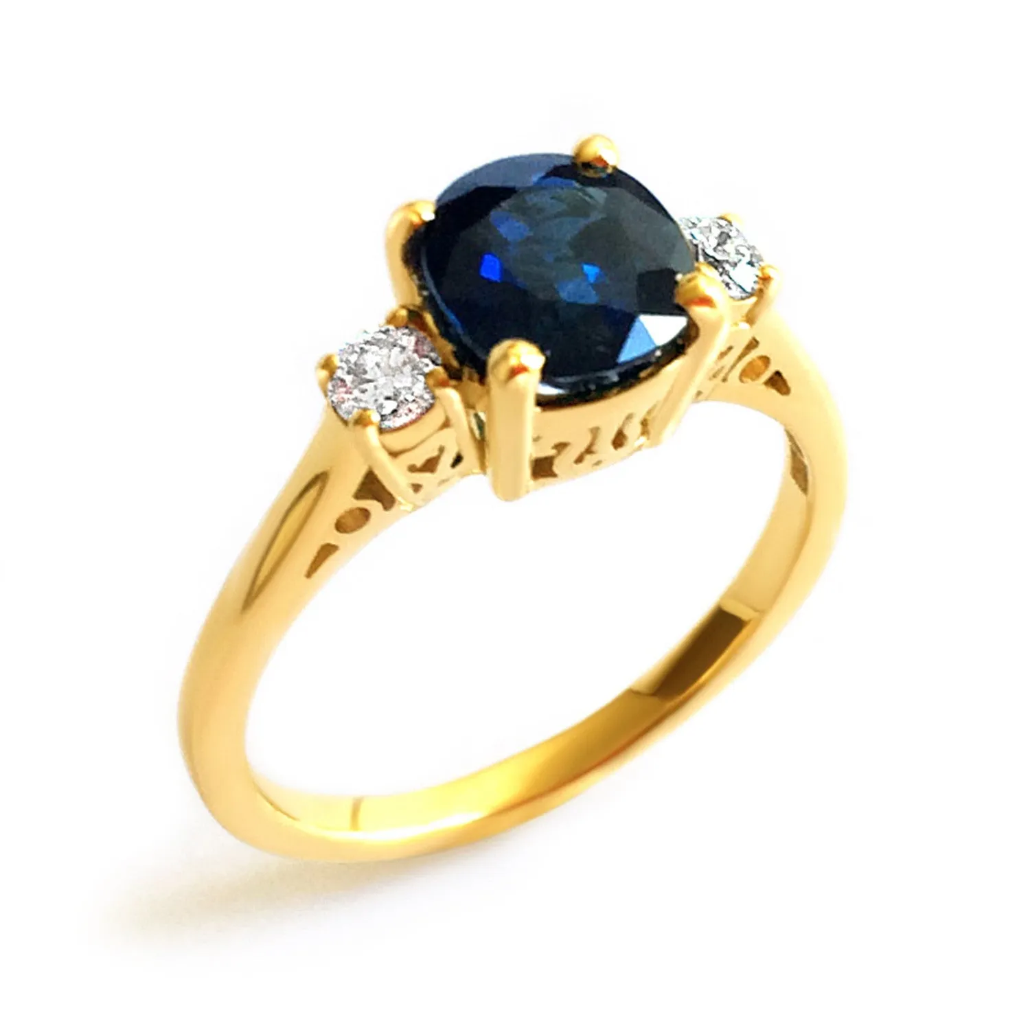 Bespoke Mary Remodelled Sapphire and Old Cut Diamond Trilogy Engagement Ring