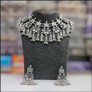 Bhavi Jewels Oxidised Plated Necklace Set