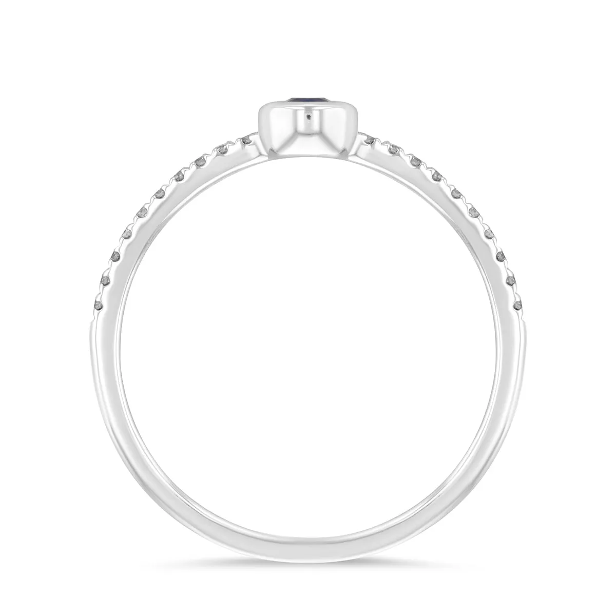 Bijou Collection 0.12ct Round Bezel Set Sapphire Shoulder Set Ring | 9K White Gold