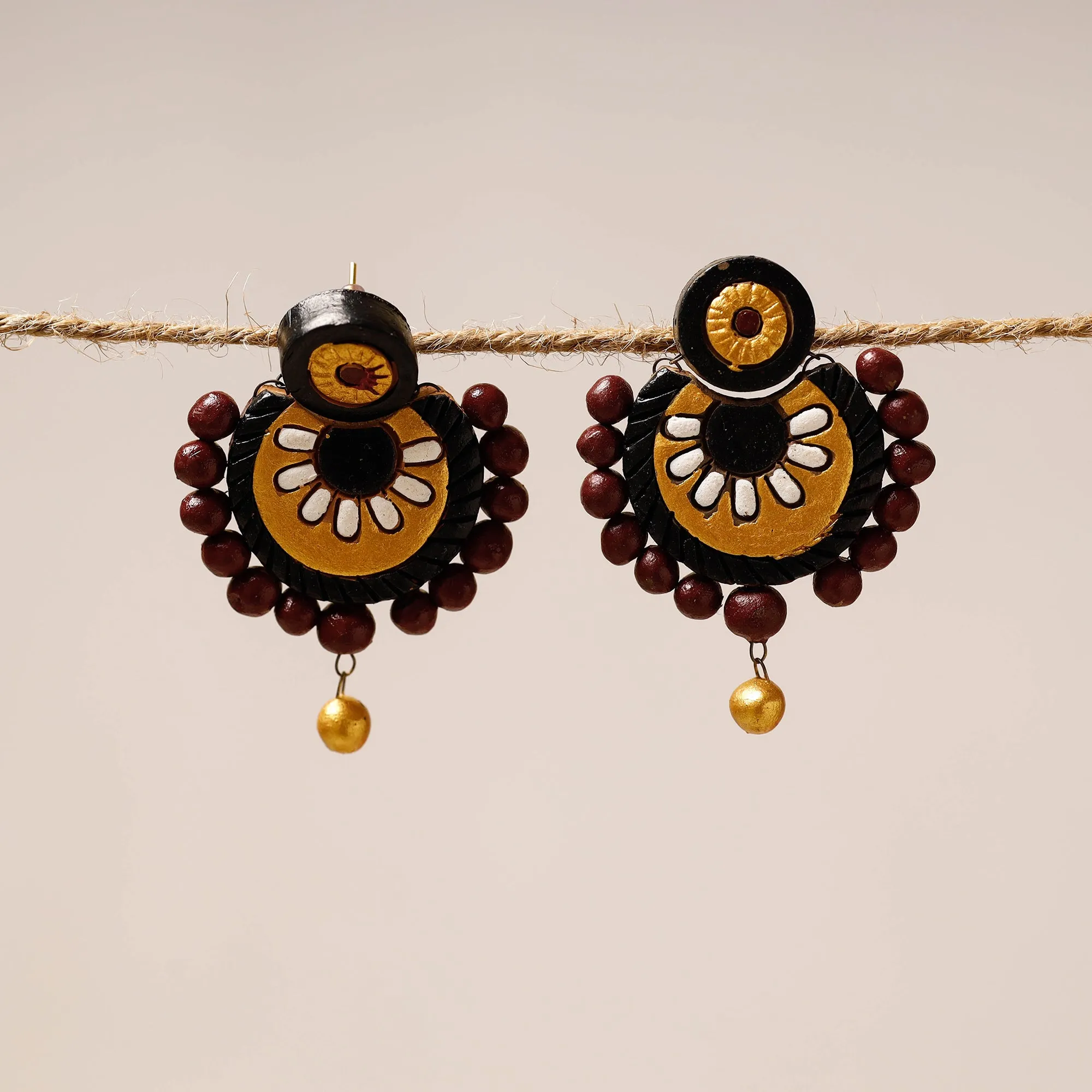 Bishnupur Handpainted Stud Terracotta Earrings 21