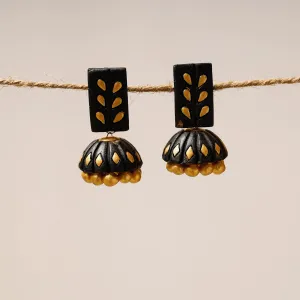 Bishnupur Handpainted Terracotta Jhumki Earrings 06