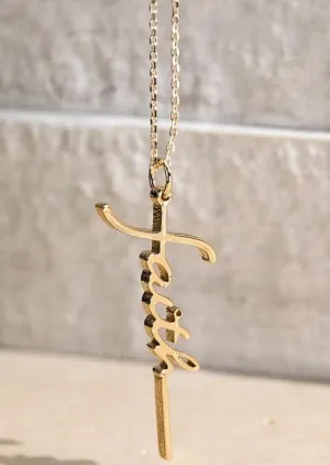 Brass Faith Letter Pendant Necklace