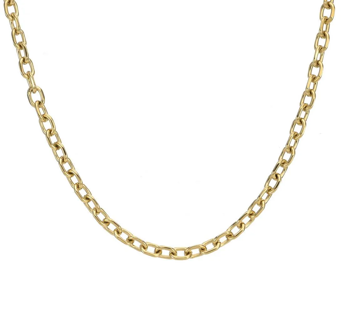 C007G B.Tiff 5mm Gold Cable Link Chain Necklace