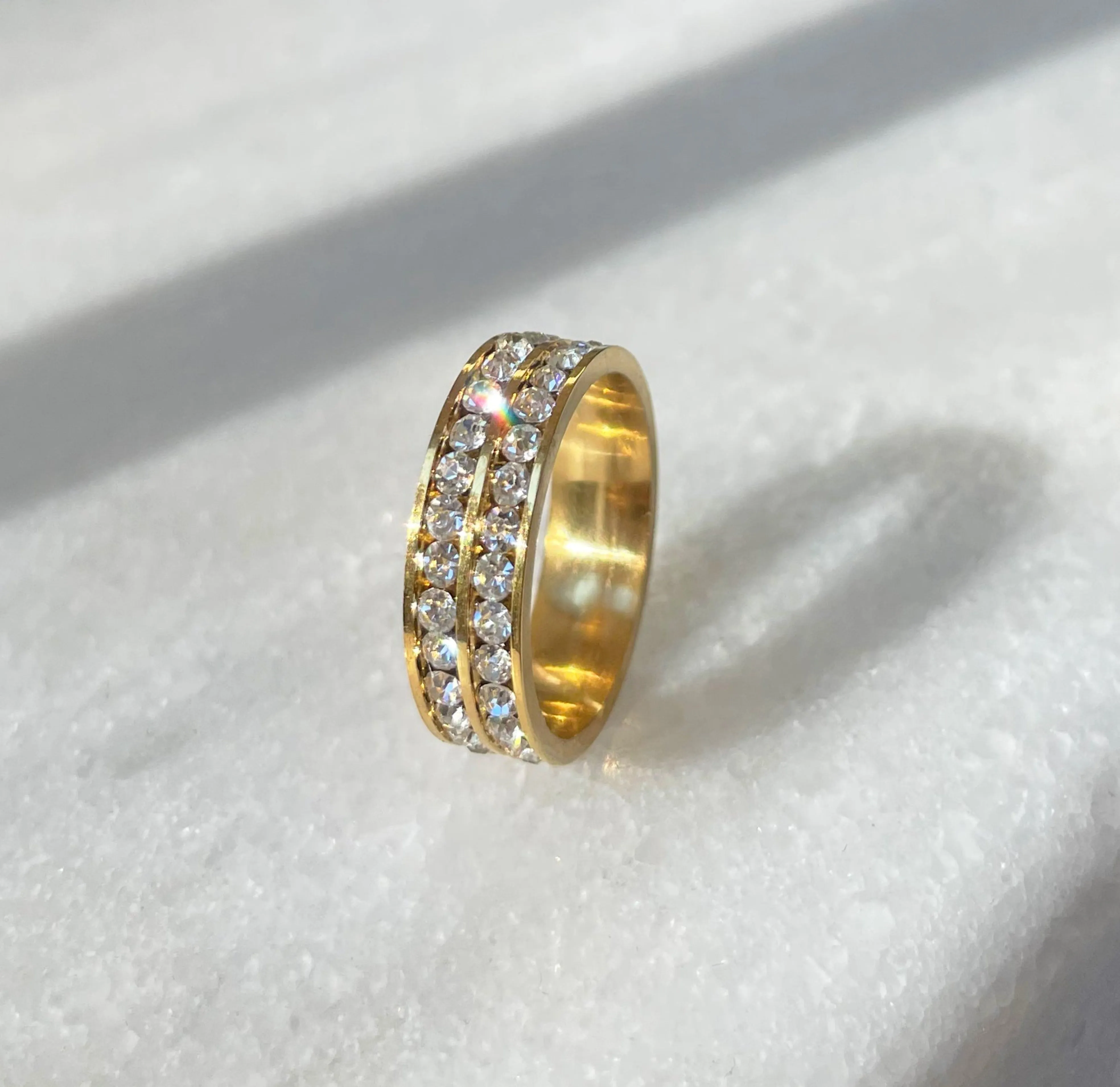 CAPUCINE GOLD DOUBLE ETERNITY RING-SAMPLE