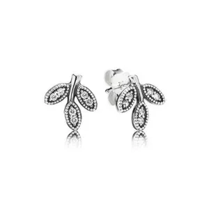 Charm Sparkling Leaves Clear Cubic Zirconia Earrings - 290564CZ