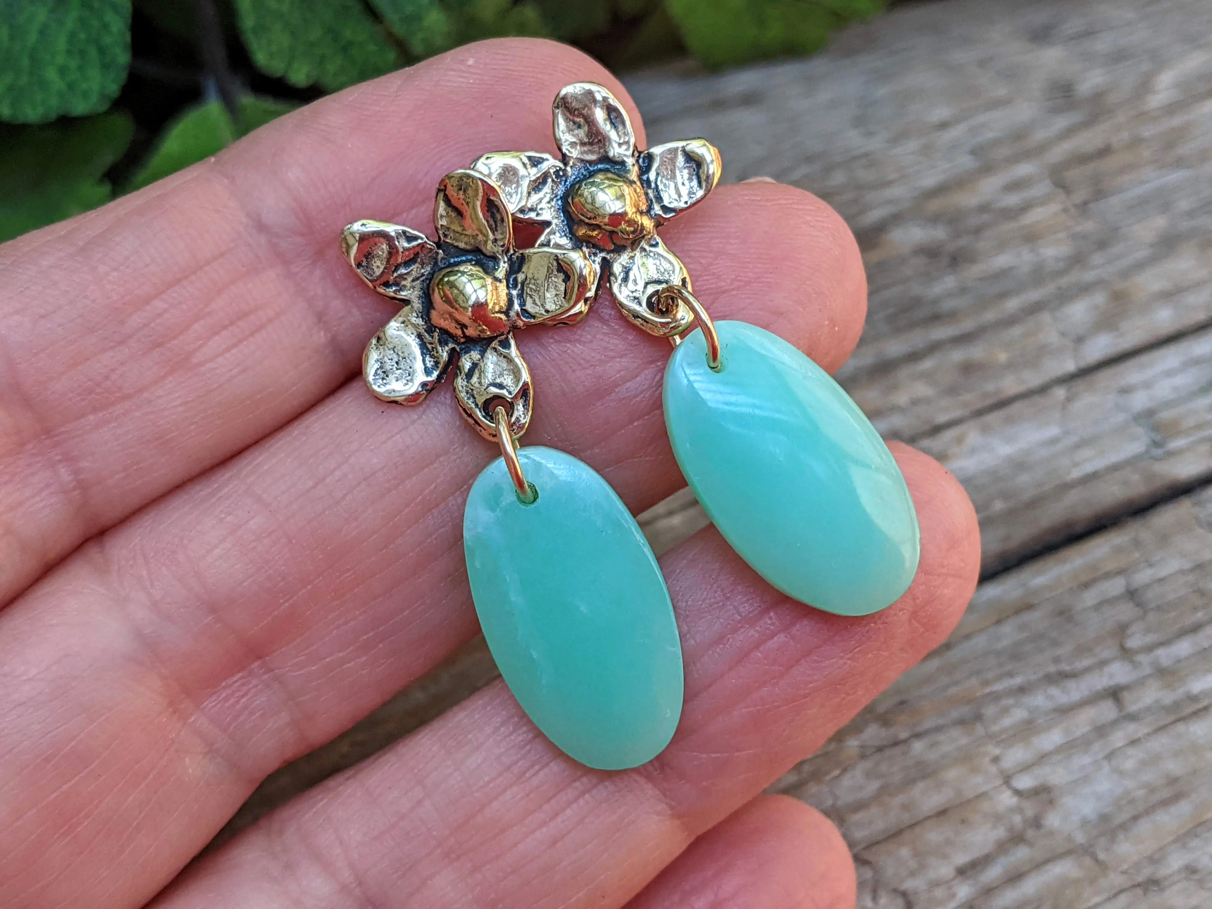 Chrysoprase Floral Earrings