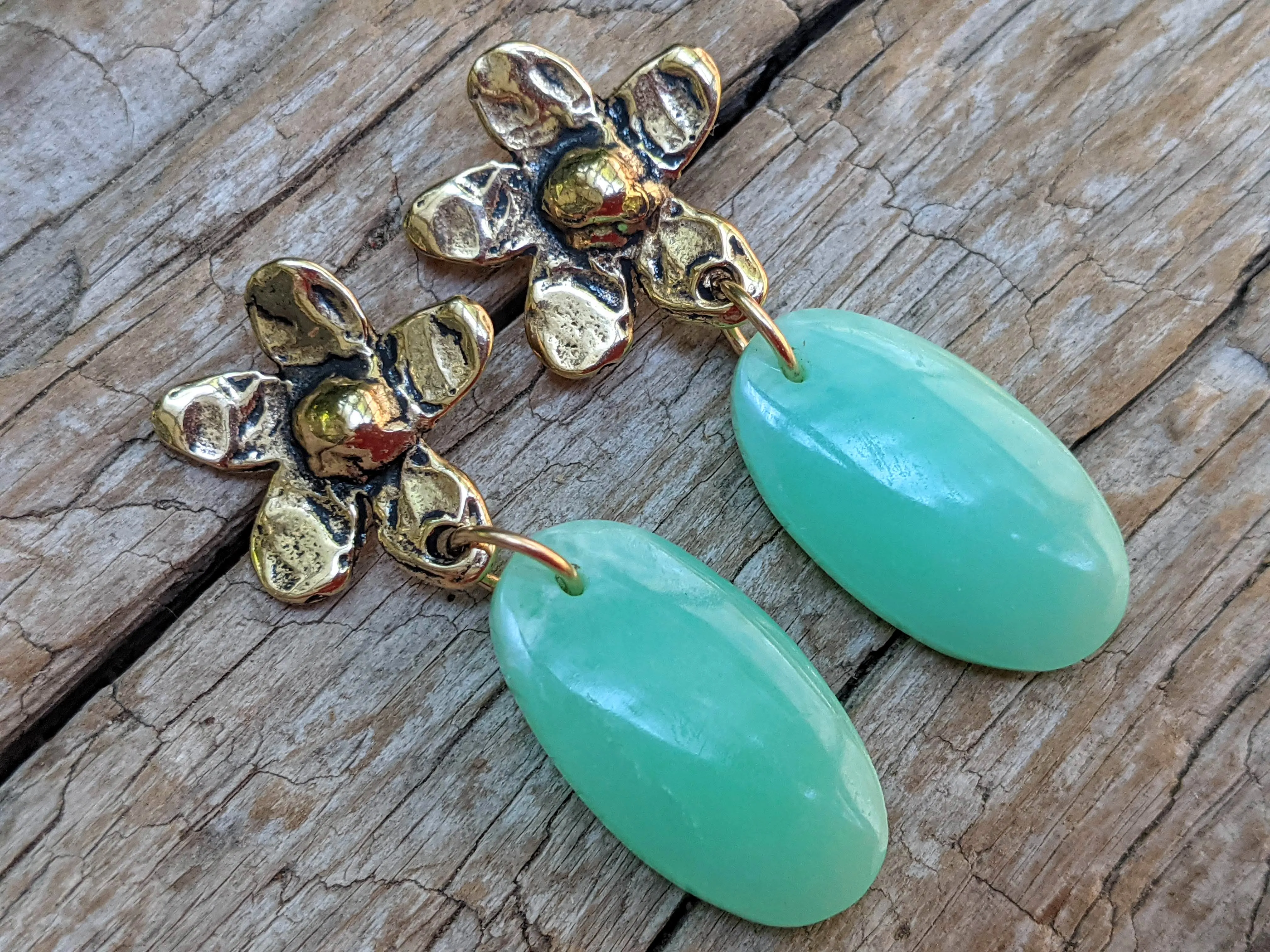 Chrysoprase Floral Earrings