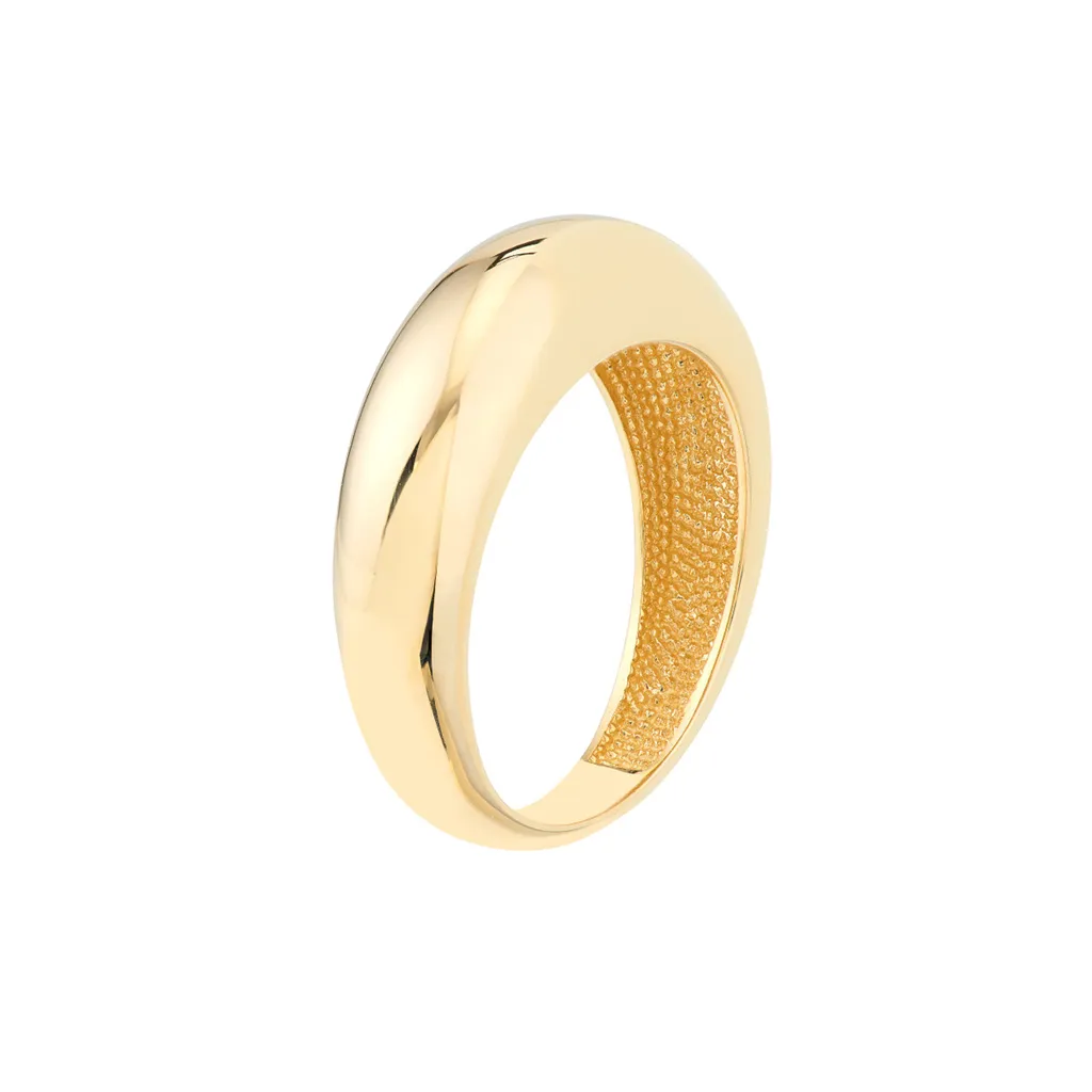 Chunky Gold Domed Puff Ring | Genuine14k Yellow Gold