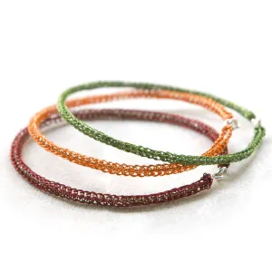 Color Bangles Trio - wire crochet jewelry , handmade funky bangles ,Marsala , fall colors