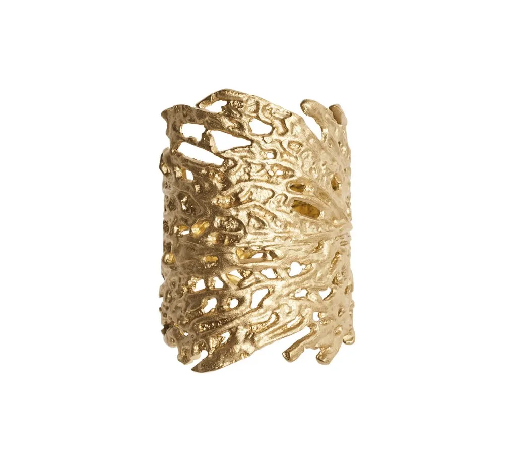 Coral Cuff Napkin Ring in Gold, Set of 4