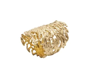 Coral Cuff Napkin Ring in Gold, Set of 4