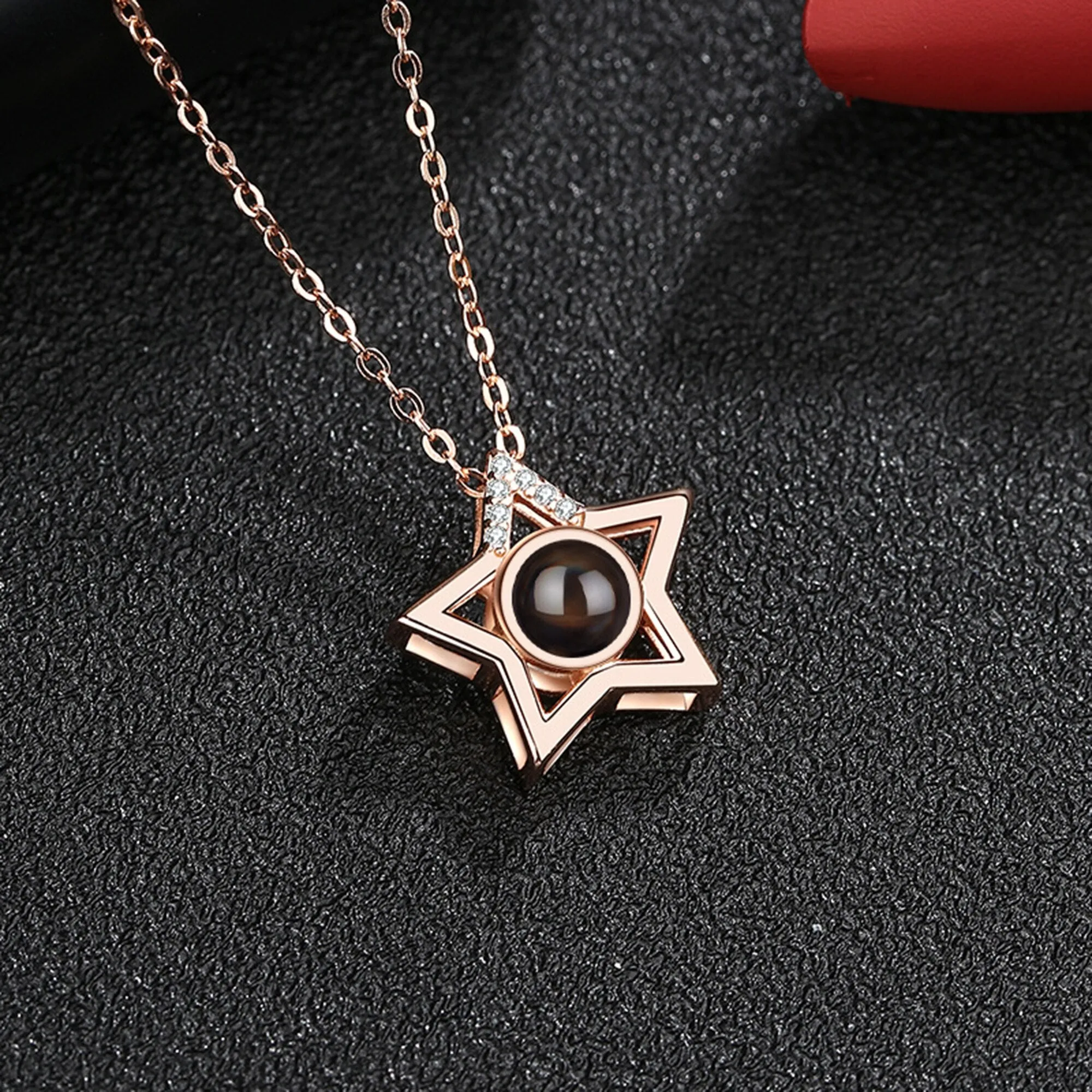 Custom Name Photo Projection Pendant Five Pointed Star Personalized Necklace