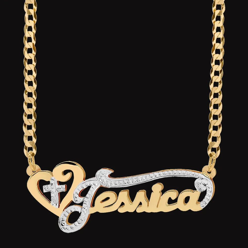 Customized Name Necklace Custom 3D Nameplate Personalized Double Electroplating Pendant