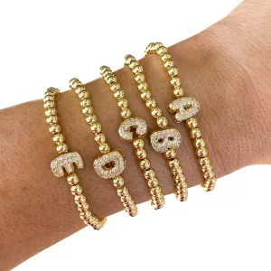 CZ Initial Bubble Bracelet Gold Filled