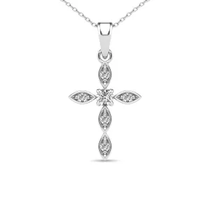 Diamond 1/8 Ct.Tw. Cross Pendant in 14K White Gold