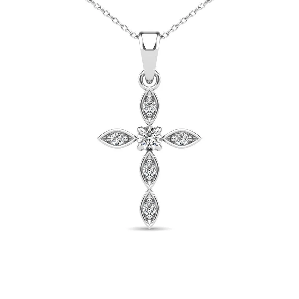 Diamond 1/8 Ct.Tw. Cross Pendant in 14K White Gold