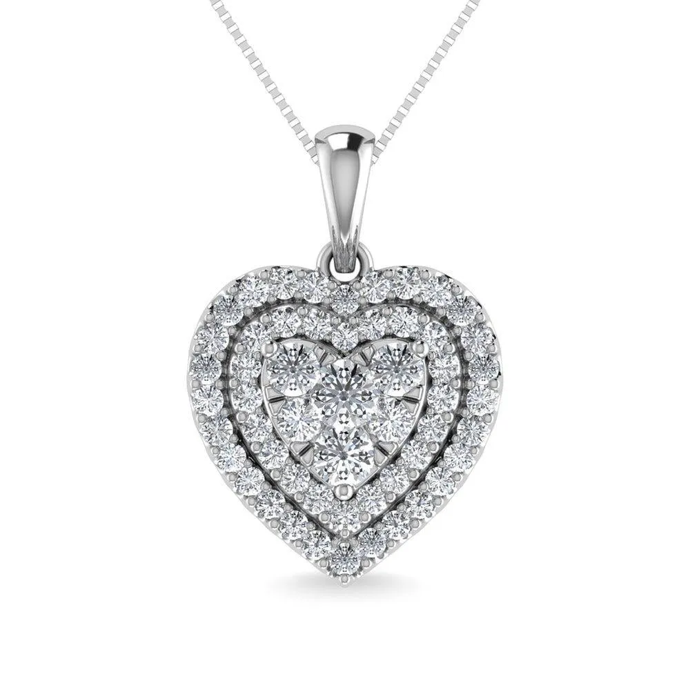 Diamond 3/4 Ct.Tw. Heart Pendant in 14K White Gold