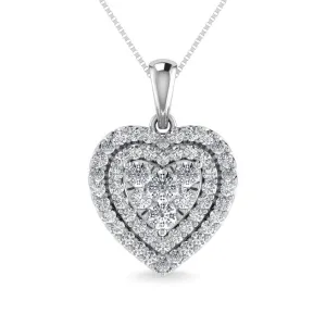 Diamond 3/4 Ct.Tw. Heart Pendant in 14K White Gold