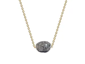 Diamond Encrusted Meteorite in Gold Plated Sterling Silver, 16"