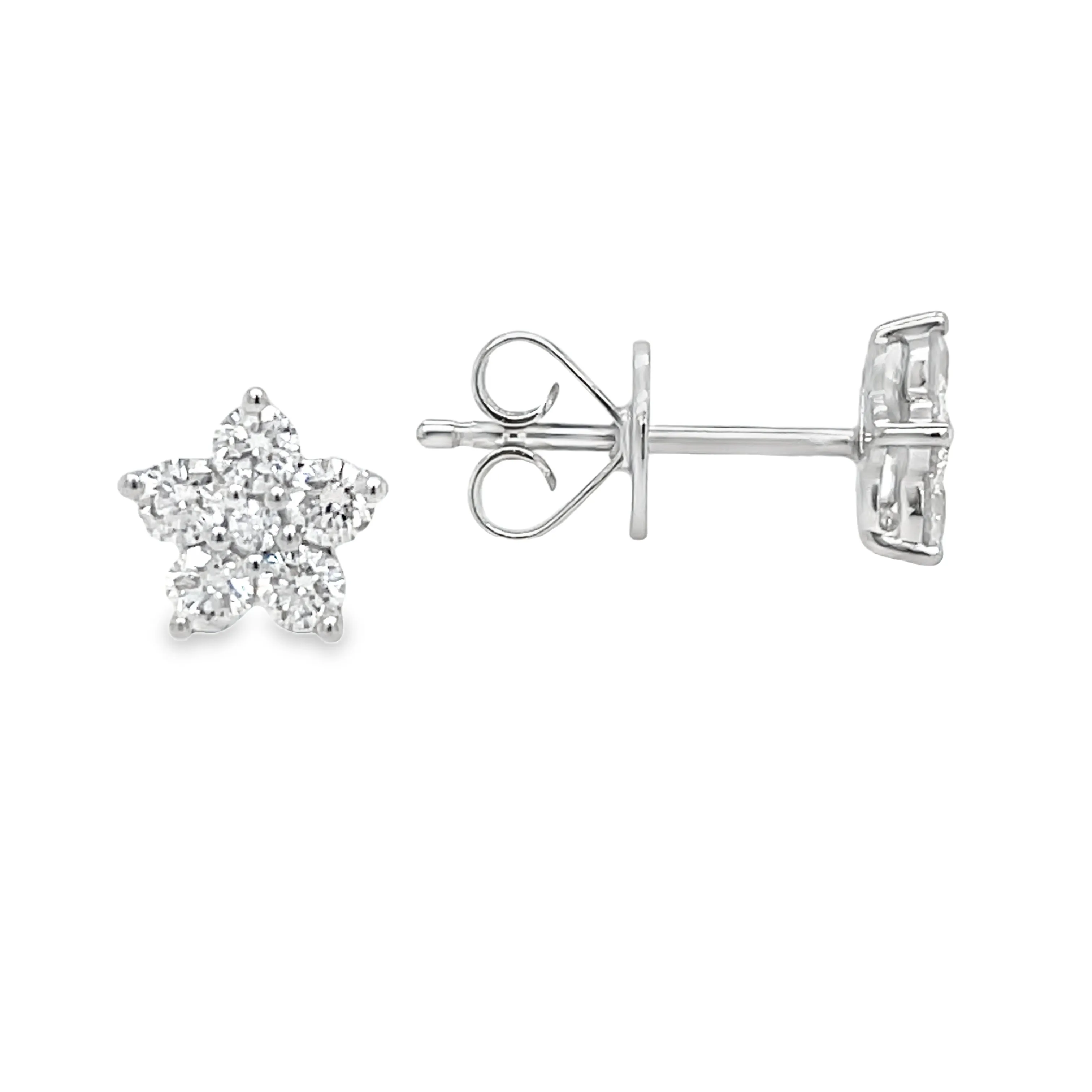 Diamond Flower Stud Earrings