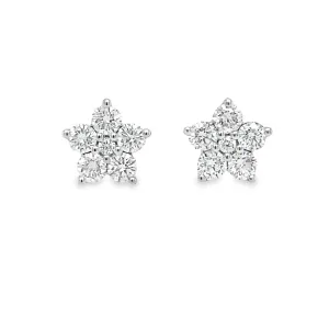 Diamond Flower Stud Earrings