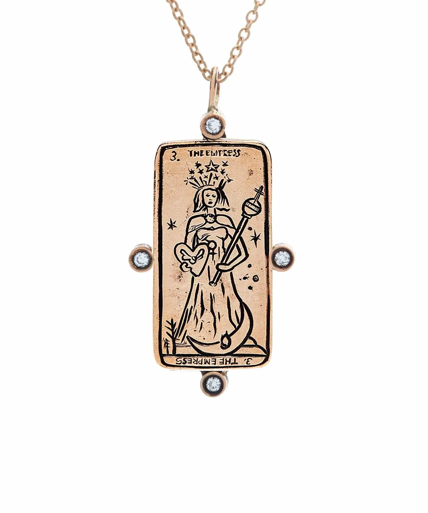 Diamond The Empress Tarot Card Necklace