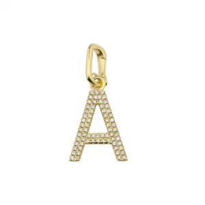 Double Pave Row Large Diamond Initial Charm