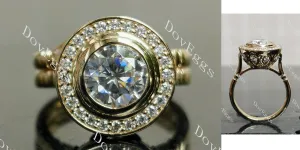 Doveggs round halo vintage delicate moissanite bridal set (2 rings)