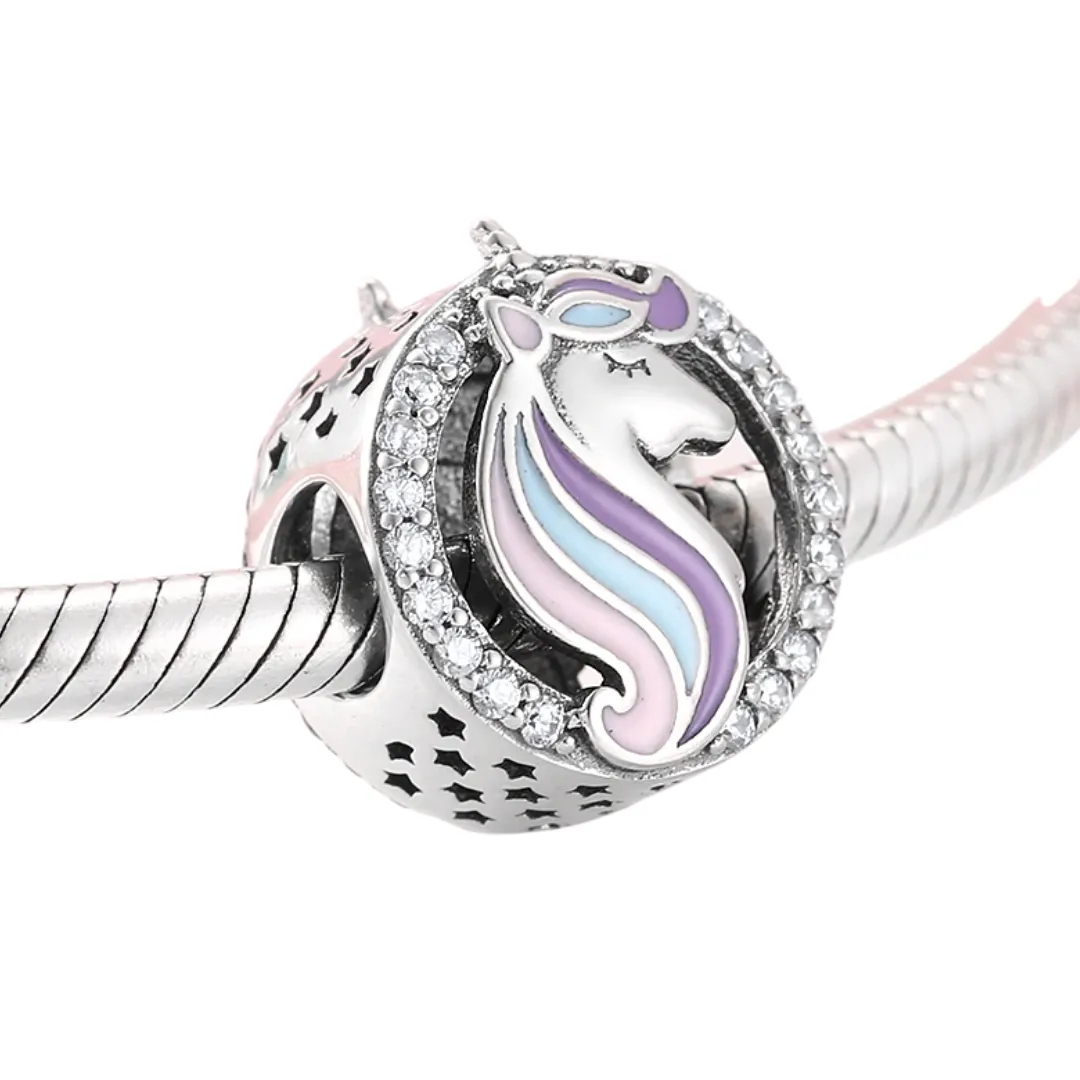 Dreamy Unicorn Sparkling Charm 925 Sterling Silver