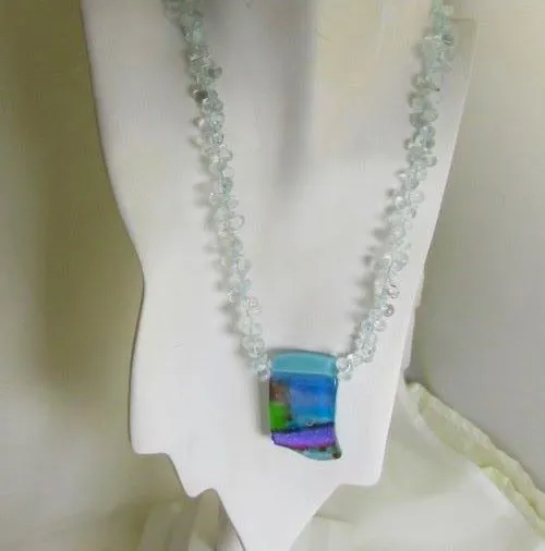 Elegant Pale Aqua Bead Necklace with Handmade Artisan Pendant