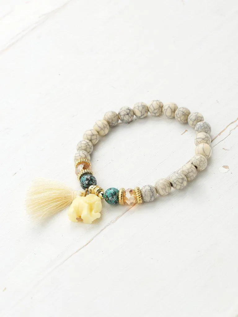 Elephant & Tassel Detail Bracelet Set