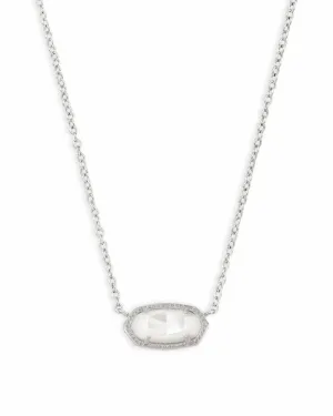 Elisa Silver Pendant Necklace in Ivory Mother-of-Pearl