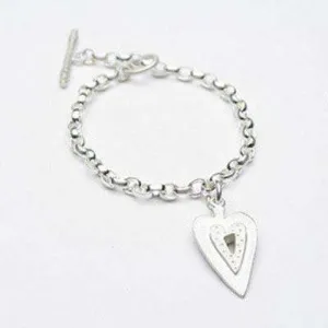 Emily Rosenfeld Sterling Silver Heart Charm Bracelet