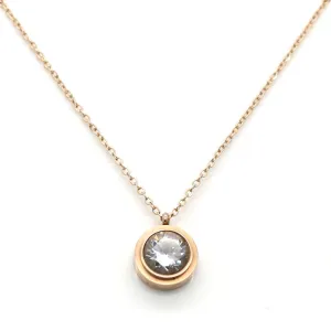 Fashion Crystal Necklace Women Collar Necklace Pendant 18K Rose Gold Plated Stainless Steel Necklace Chain Jewelry