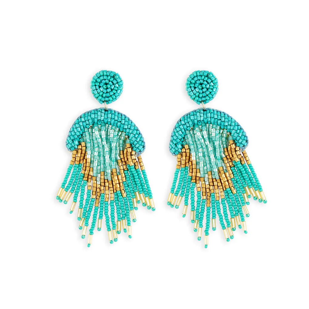 Folklore Embrace Beaded Earrings In Turquoise