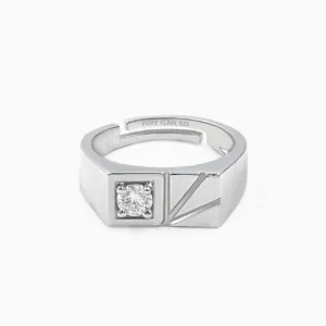 Glamour Solitaire Men's Silver Ring