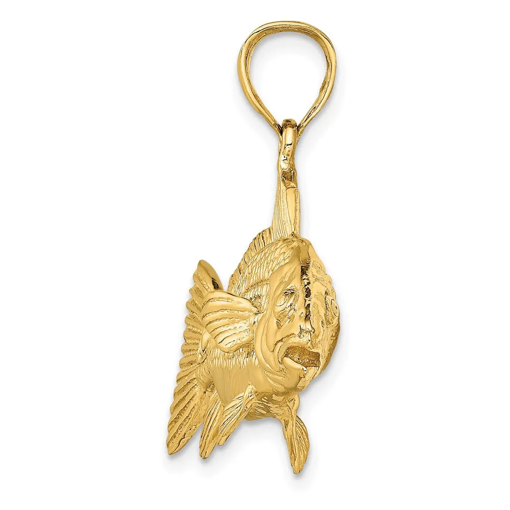 Gold 3D Red Fish Pendant