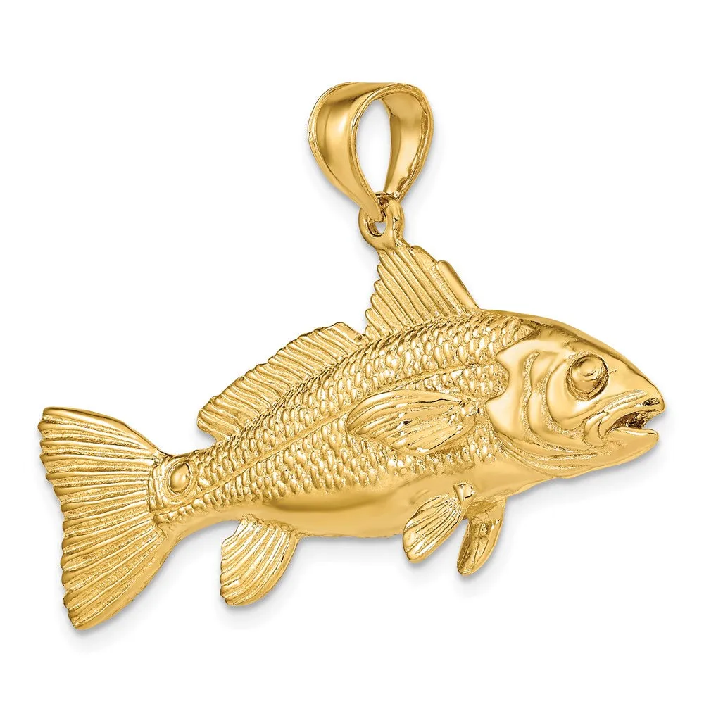 Gold 3D Red Fish Pendant