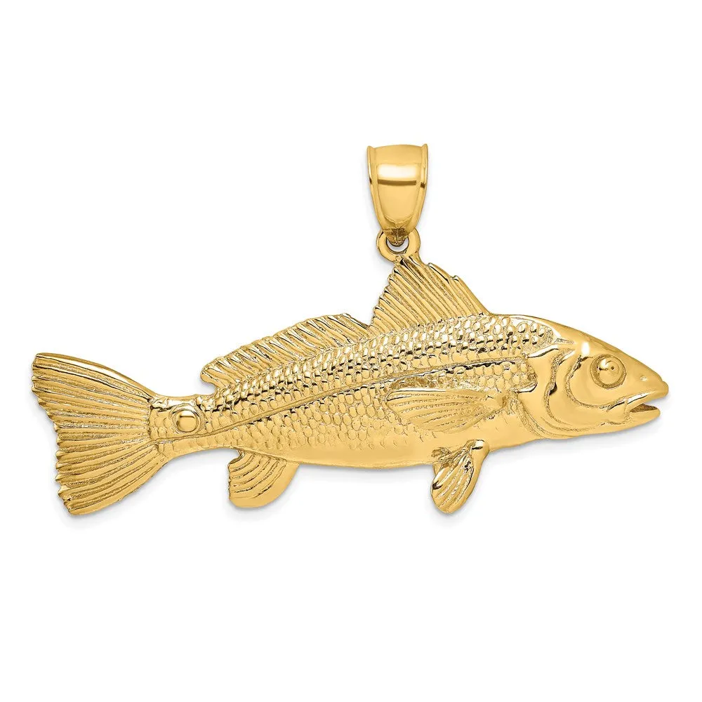 Gold 3D Red Fish Pendant