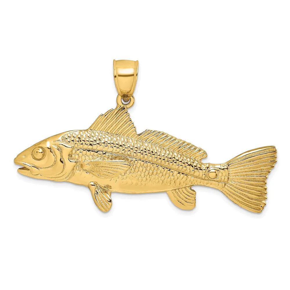 Gold 3D Red Fish Pendant