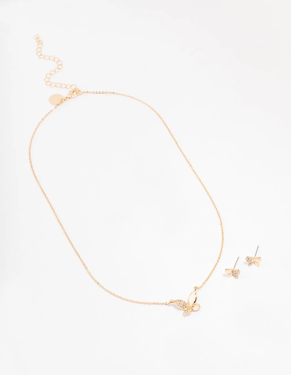 Gold Butterfly Diamante Jewellery Set