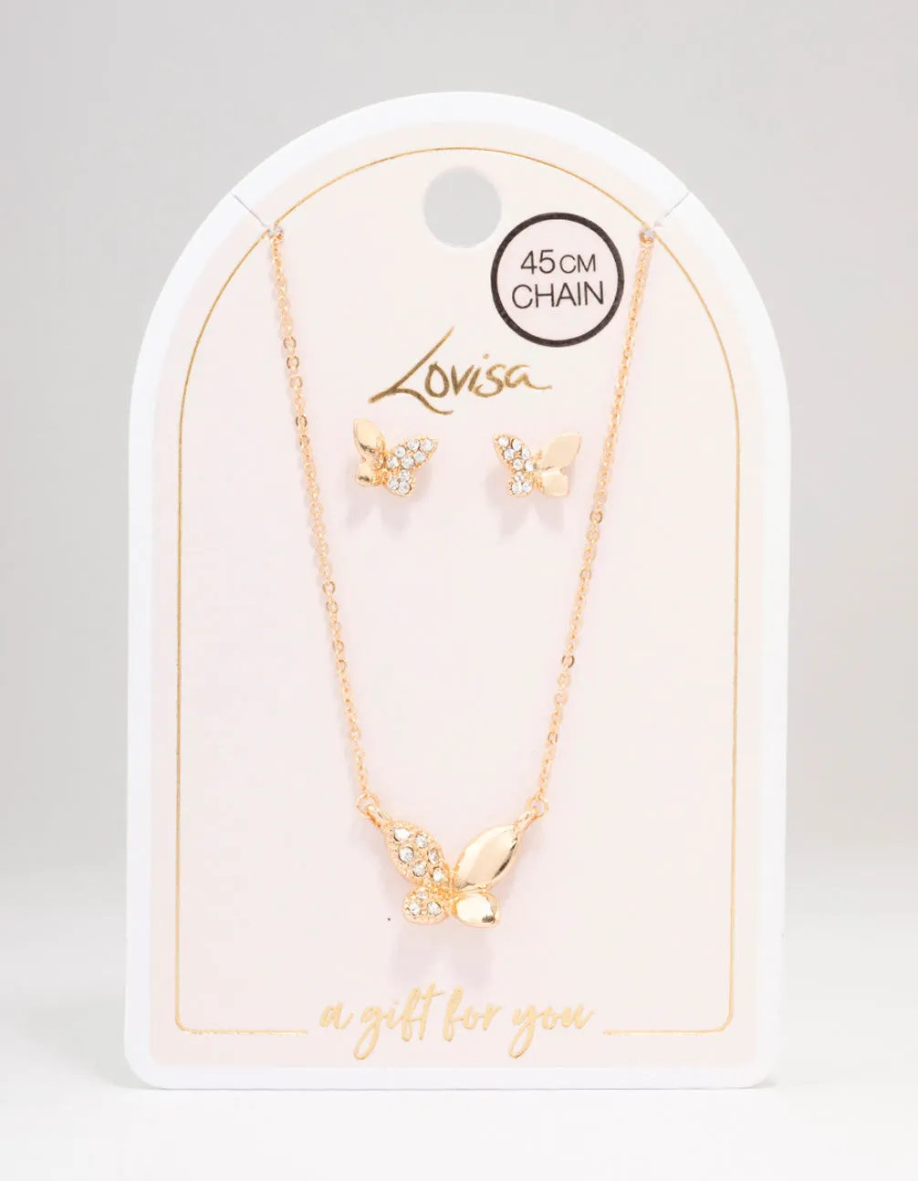 Gold Butterfly Diamante Jewellery Set