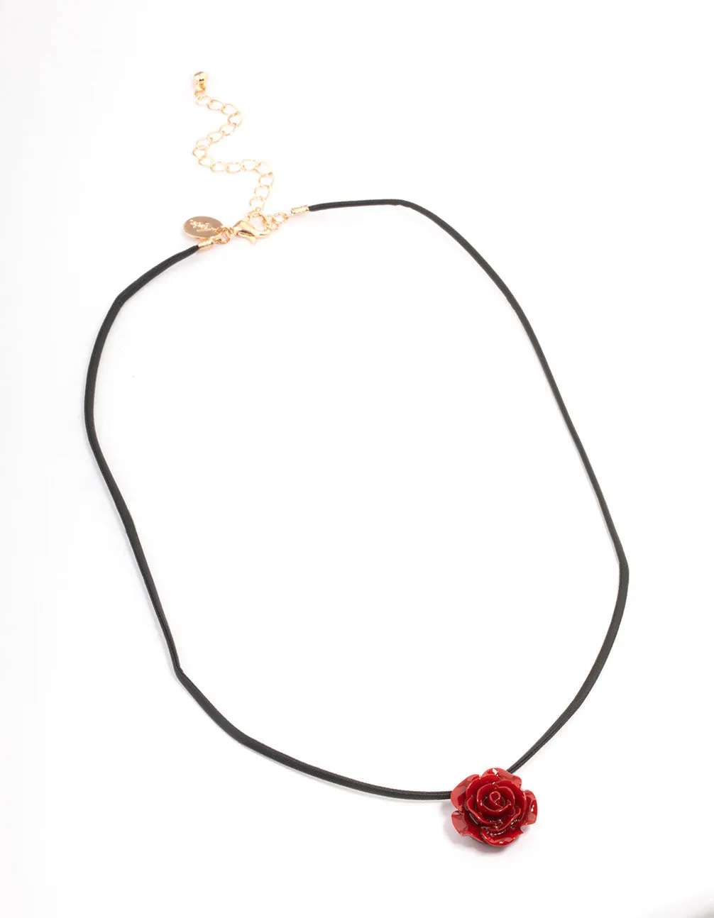 Gold Cord Rose Acrylic Short Necklace