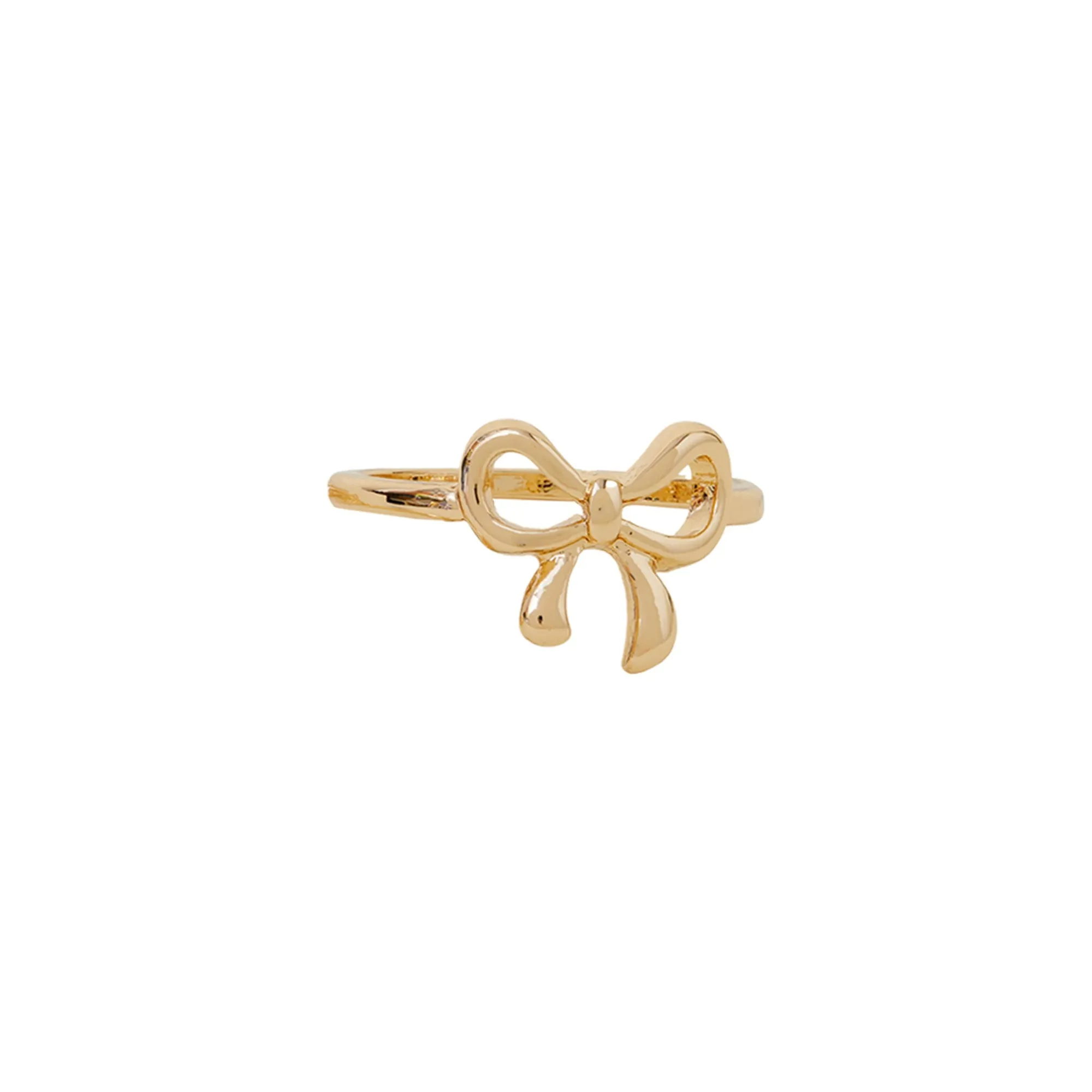 Gold Diamante Bow Rings Pack Of 2-Large