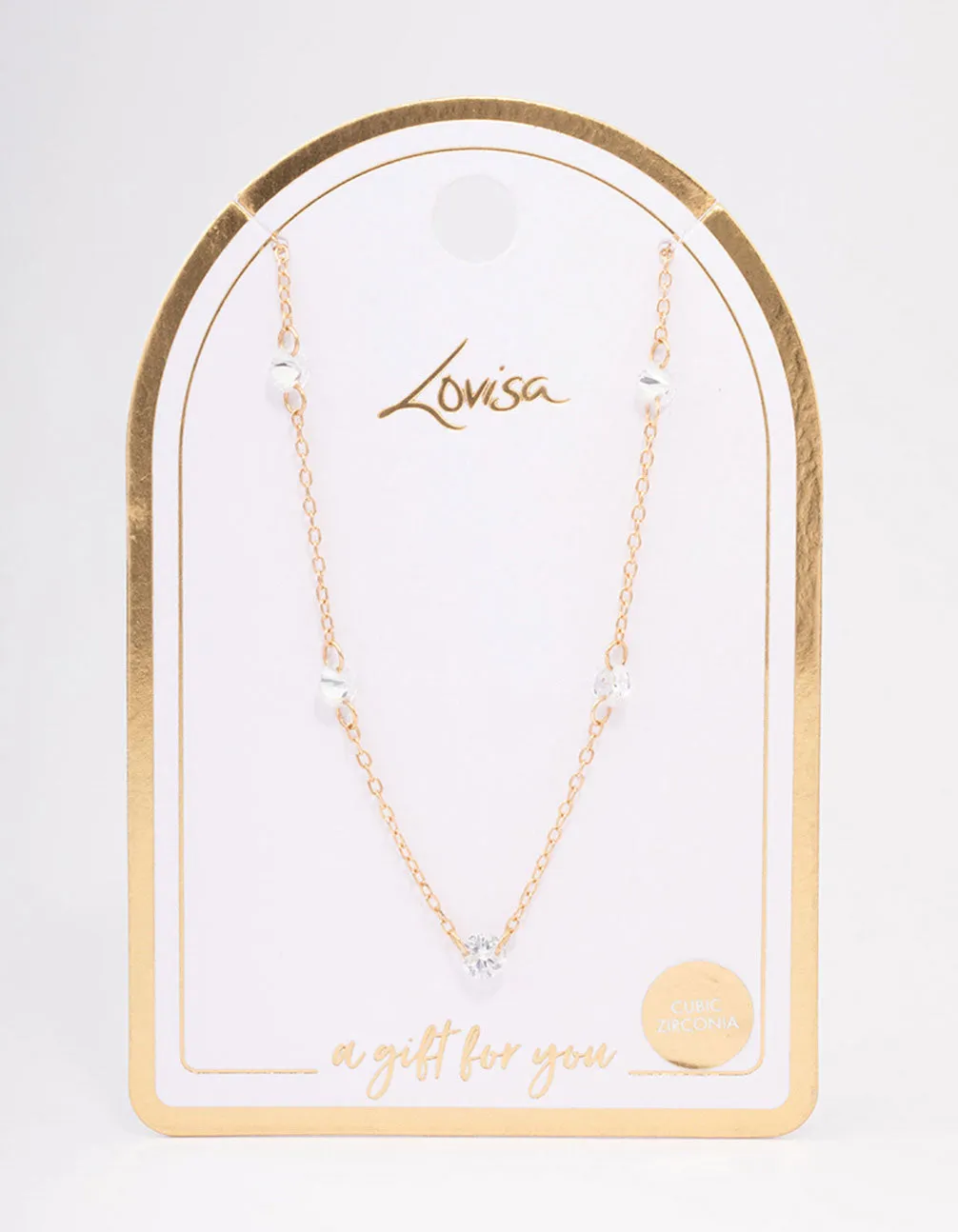 Gold Diamante Stone Chain Necklace