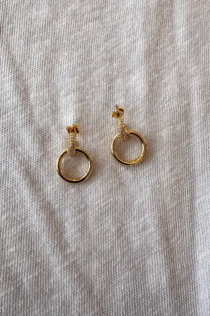 Gold Dipped Double Hoop Earring with CZ