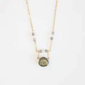 Gold Filled Drop Down Labradorite & Moonstone Necklace