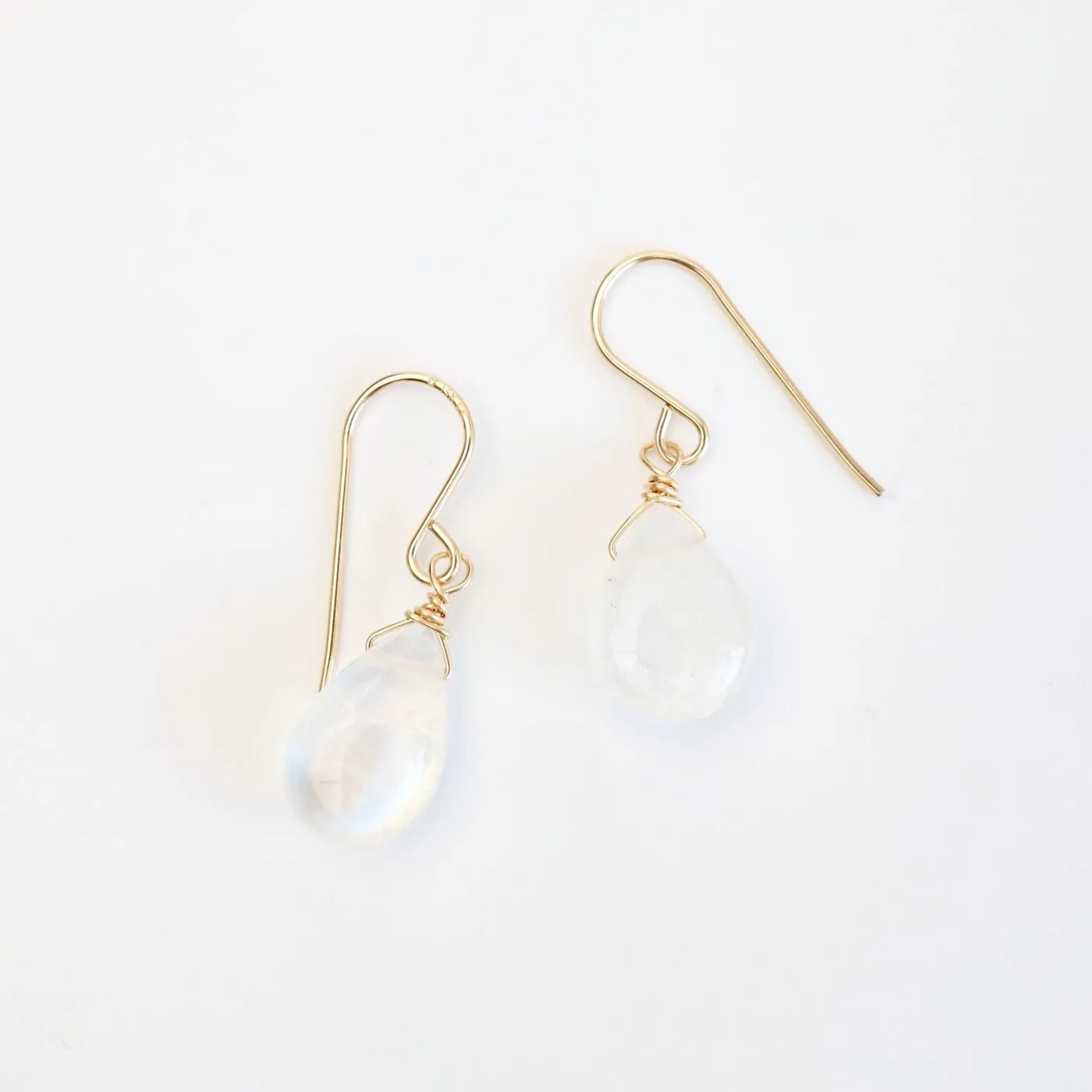 Gold Filled Smooth Rainbow Moonstone Drop Earring